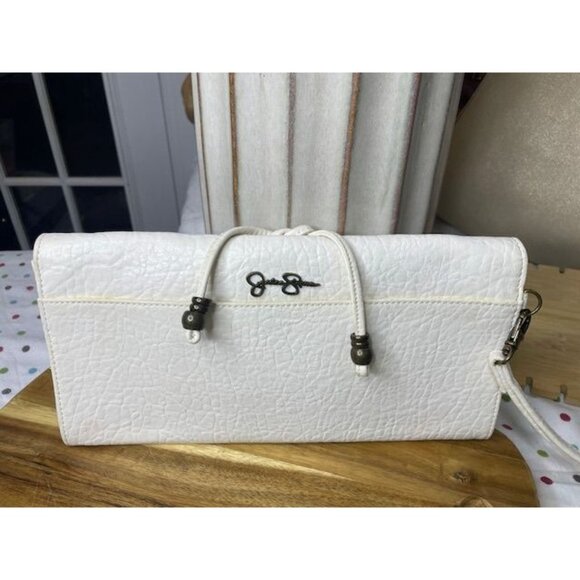 Jessica Simpson White Floral Embossed Shoulder Bag with Yellow InteriorDescripti - Picture 2 of 4